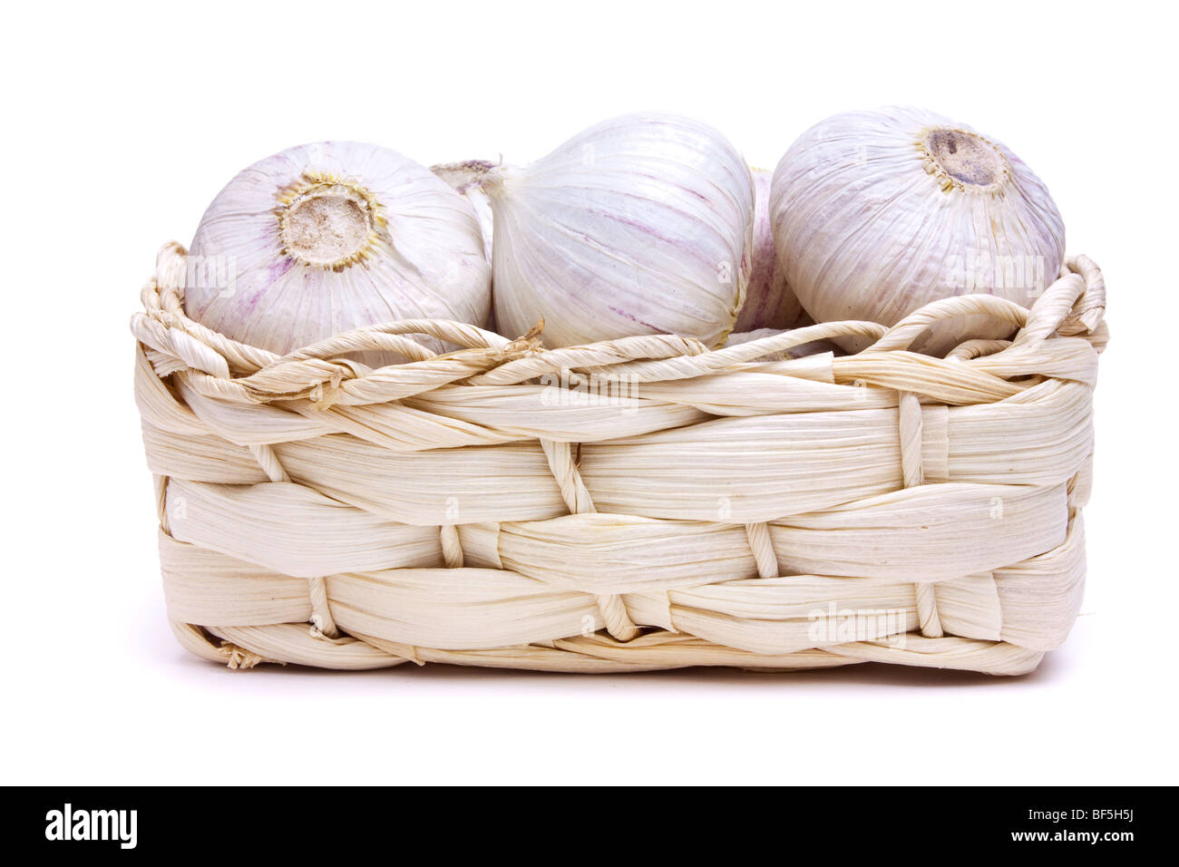 Small italian garlic bulbs isolated against white background Stock
