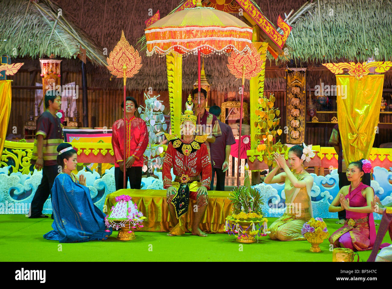 Dance show in Phuket Town, portrayal of a traditional wedding, Phuket Island, Thailand, Asia Stock Photo