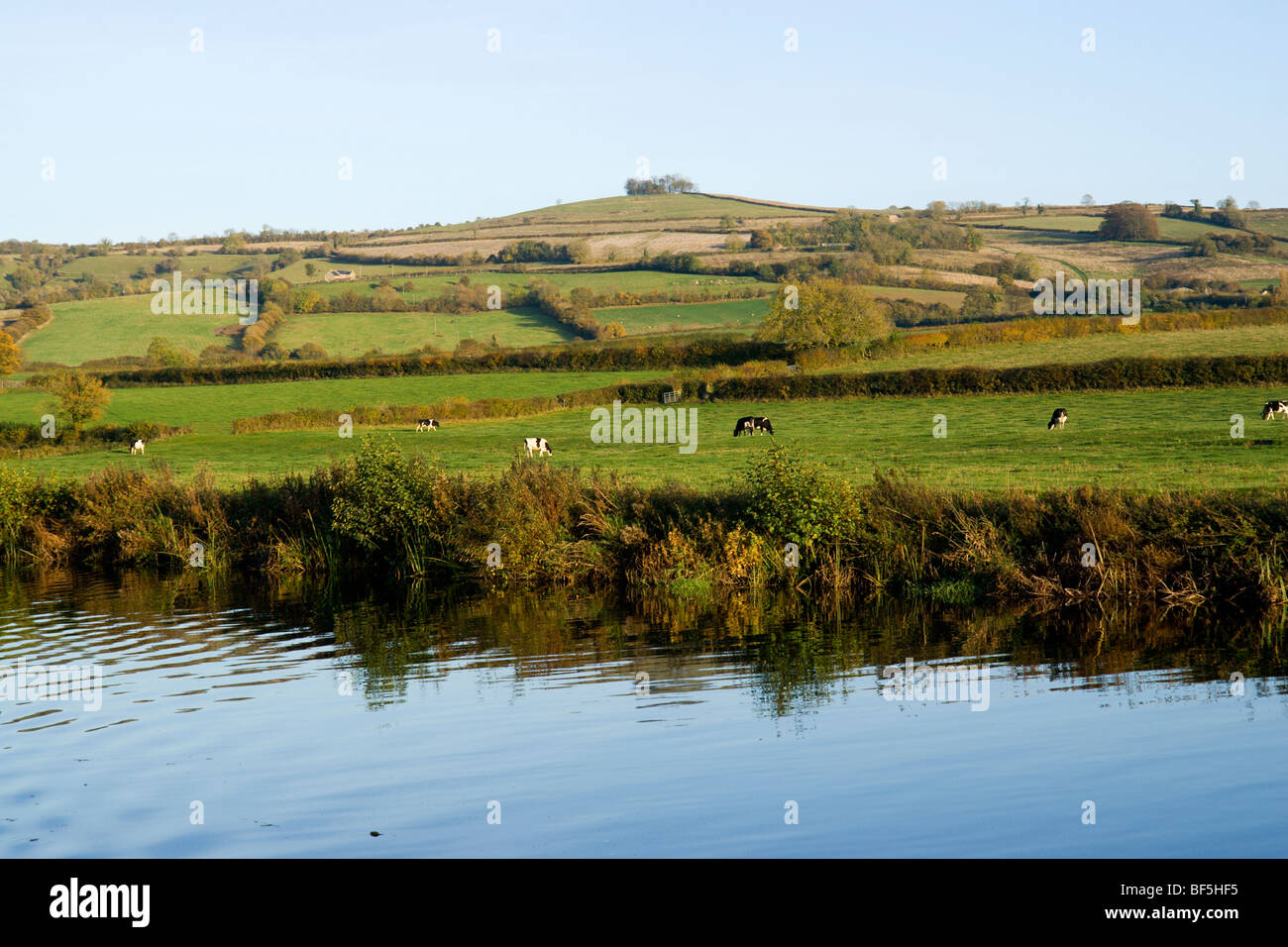 River Avon and Kelston Hill from Saltford near Bath, Somerset Stock
