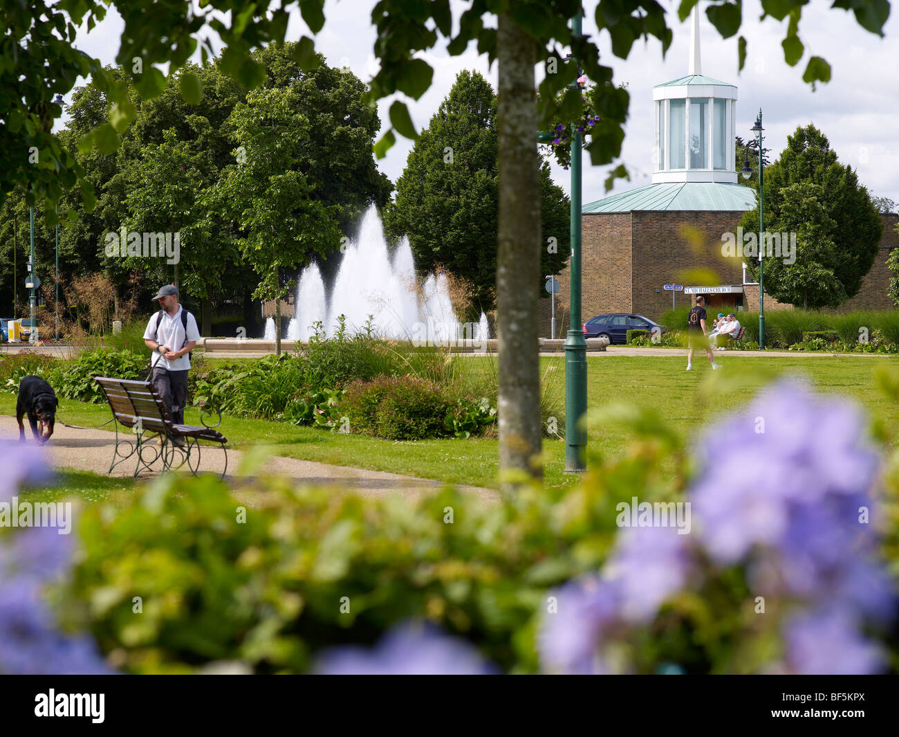 view across Broadway Gardens, Letchworth Garden City Stock Photo Alamy