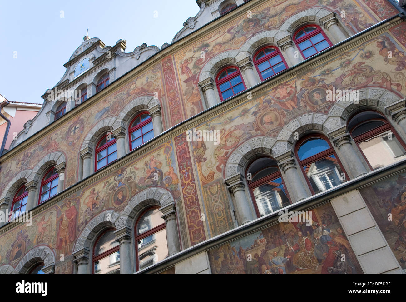 City Hall, Wall Paintings, Facade, Constance, Lake Constance, Baden-Wurttemberg, Germany Stock Photo