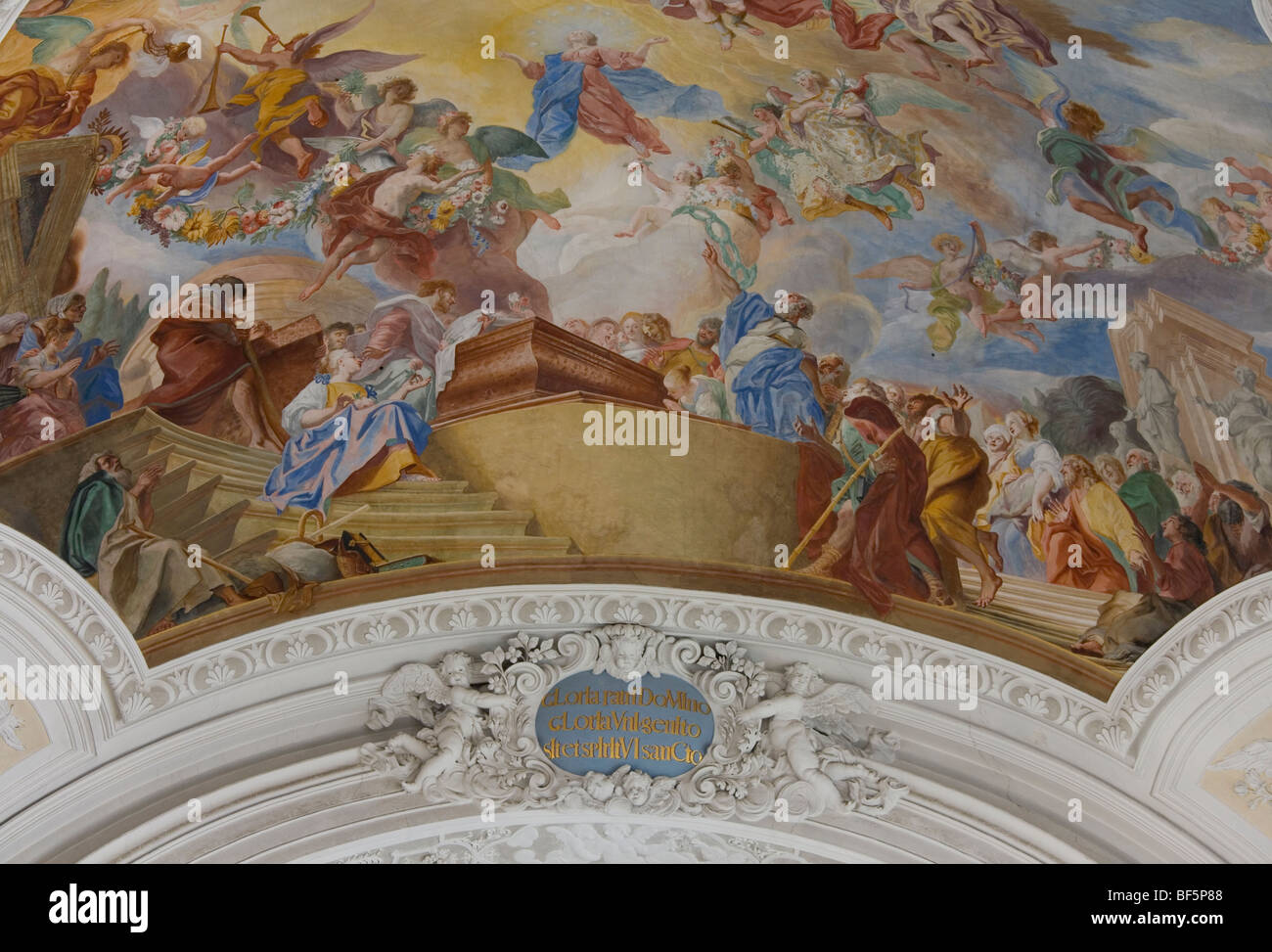 Minster, Ceiling Frescos, Weingarten, Baden-Wuerttemberg, Germany Stock Photo