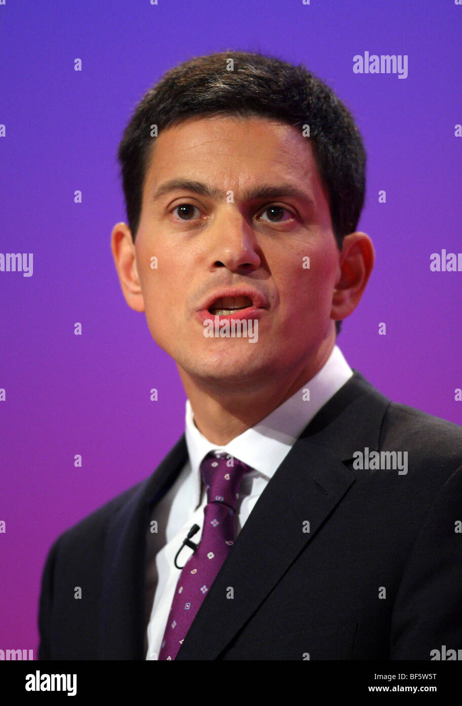 DAVID MILIBAND MP FOREIGN SECRETARY 01 October 2009 THE BRIGHTON CENTRE BRIGHTON ENGLAND Stock Photo