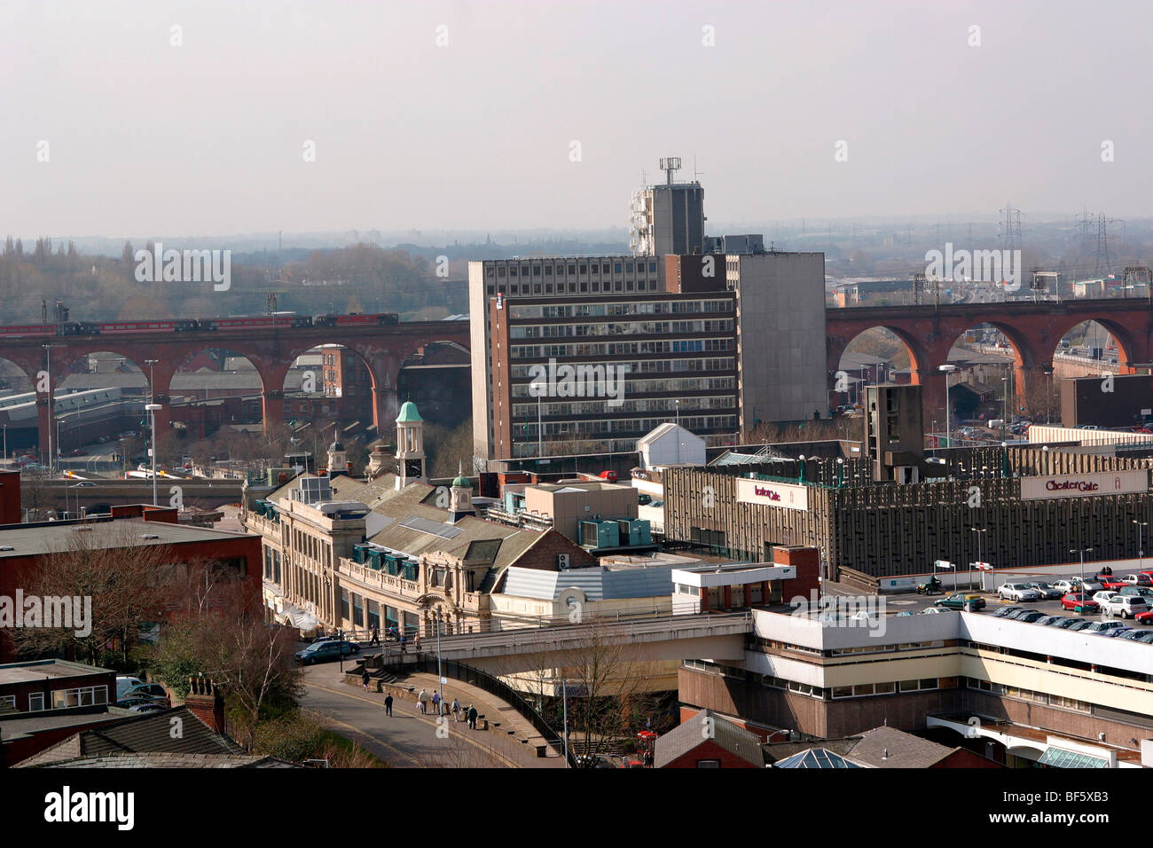 England, Cheshire, Stockport, Town Centre, elevated view Great
