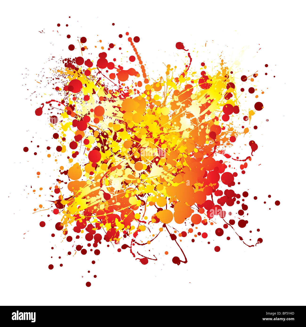 Red and yellow abstract ink splat with white background Stock Photo - Alamy
