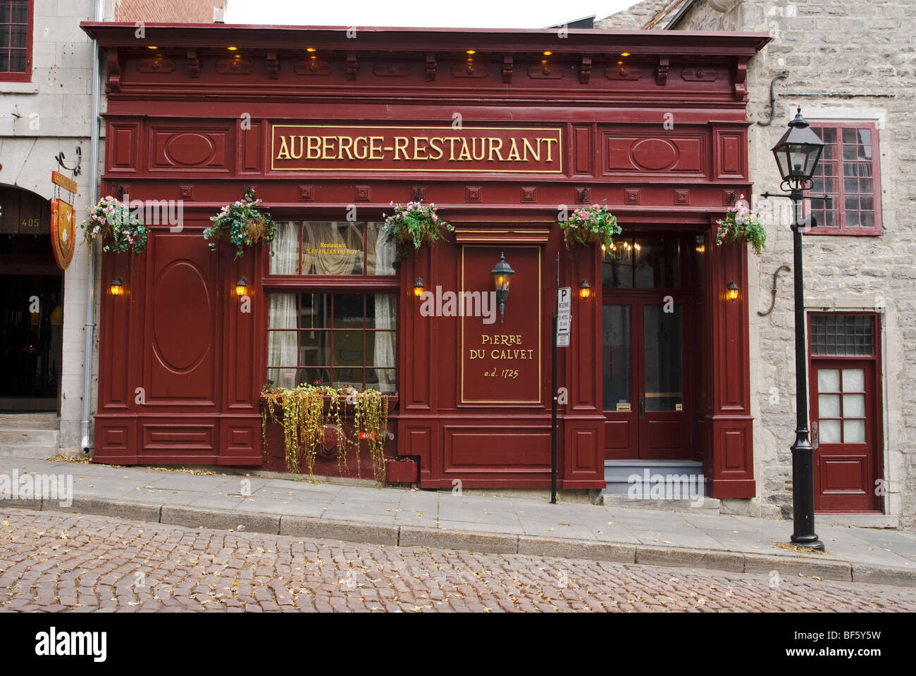 Hotel Restaurant Pierre du Calvet in Old Montreal, Quebec, Canada Stock