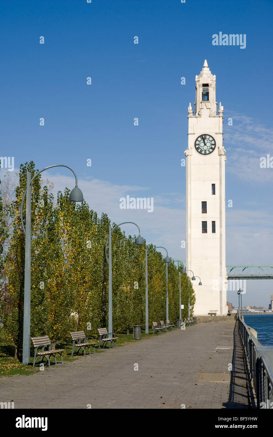 Sailors' Memorial Clock Tower (Tour de l'Horloge) in the Old Port of Montreal. Stock Photo