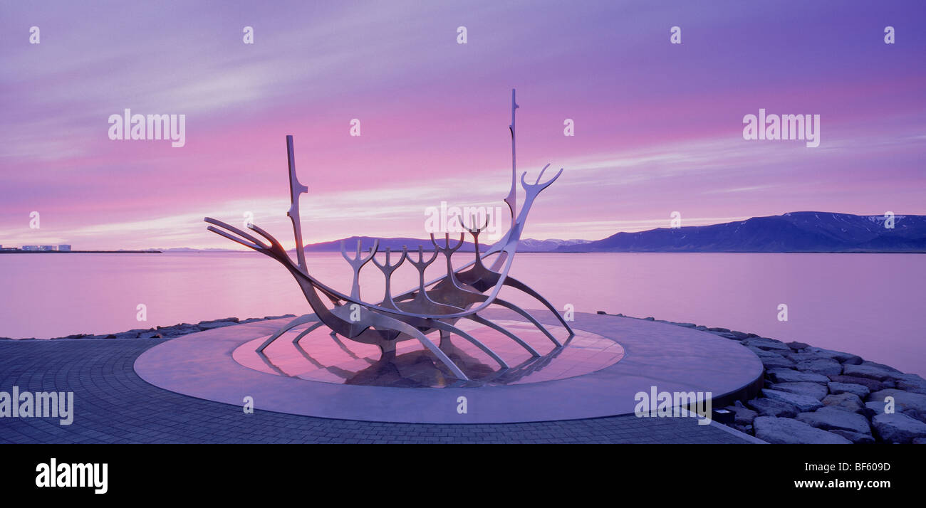 Solfar  or Sun Voyager, Sculpture of a Viking ship, Reykjavik, Iceland Stock Photo