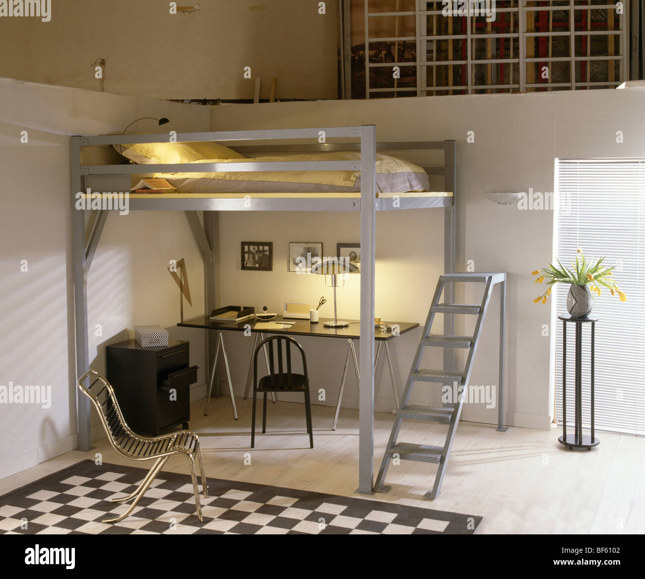 Bed with 2024 desk above