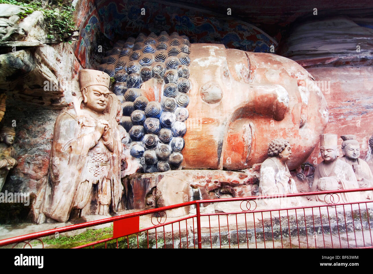 Exquisite detailed carving of disciples of Buddha and the Reclining ...