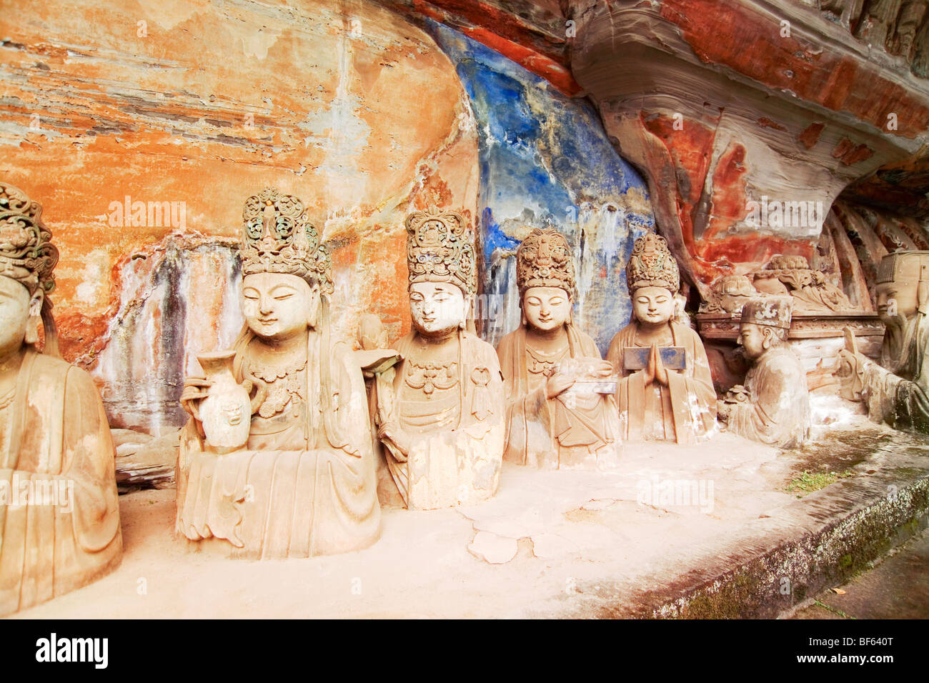 Exquisite detailed carving of disciples of Buddha and the Reclining ...