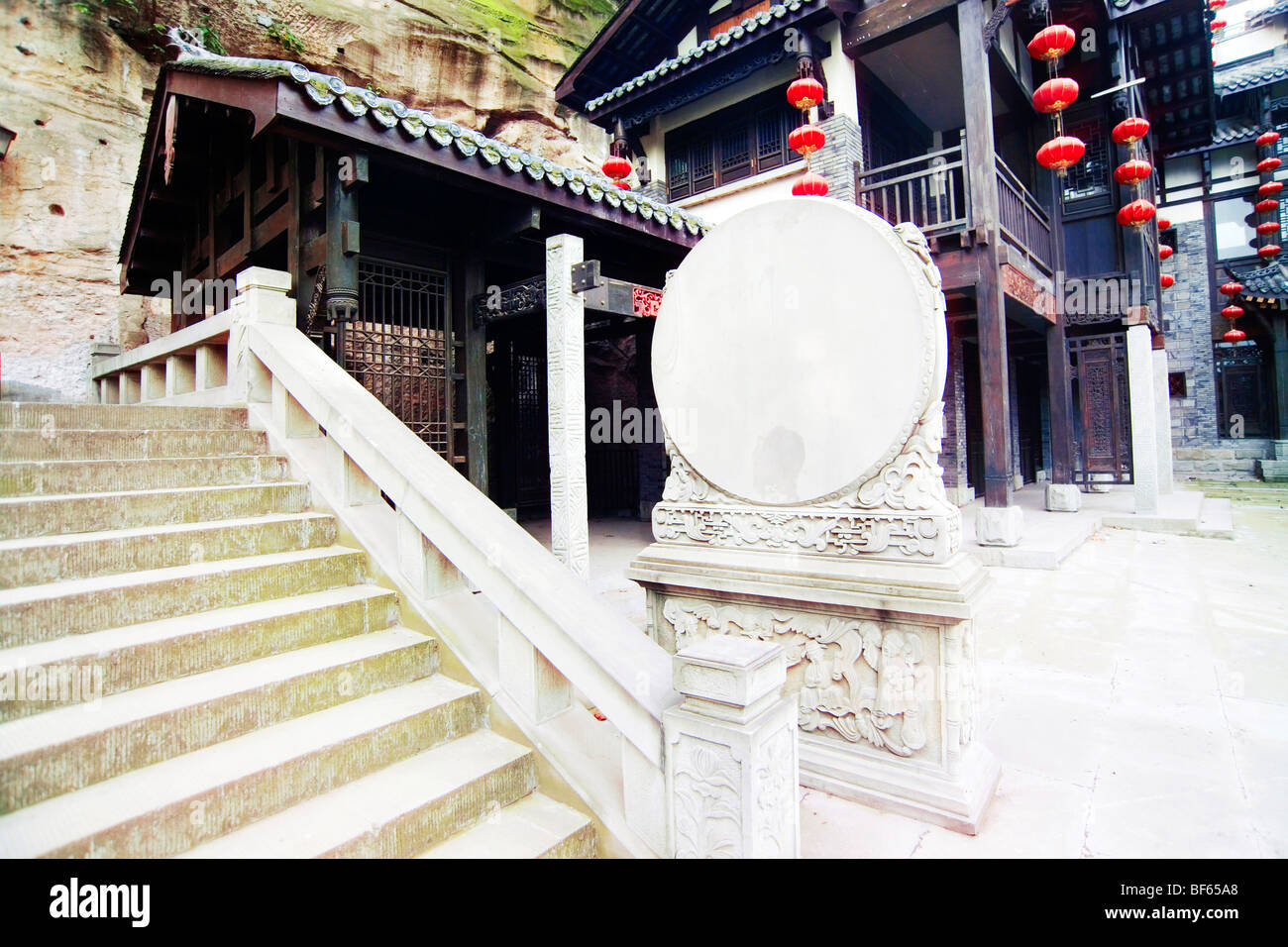 Drum sculpture in Huguang Guild Hall Scenic Area, Chongqing, China ...