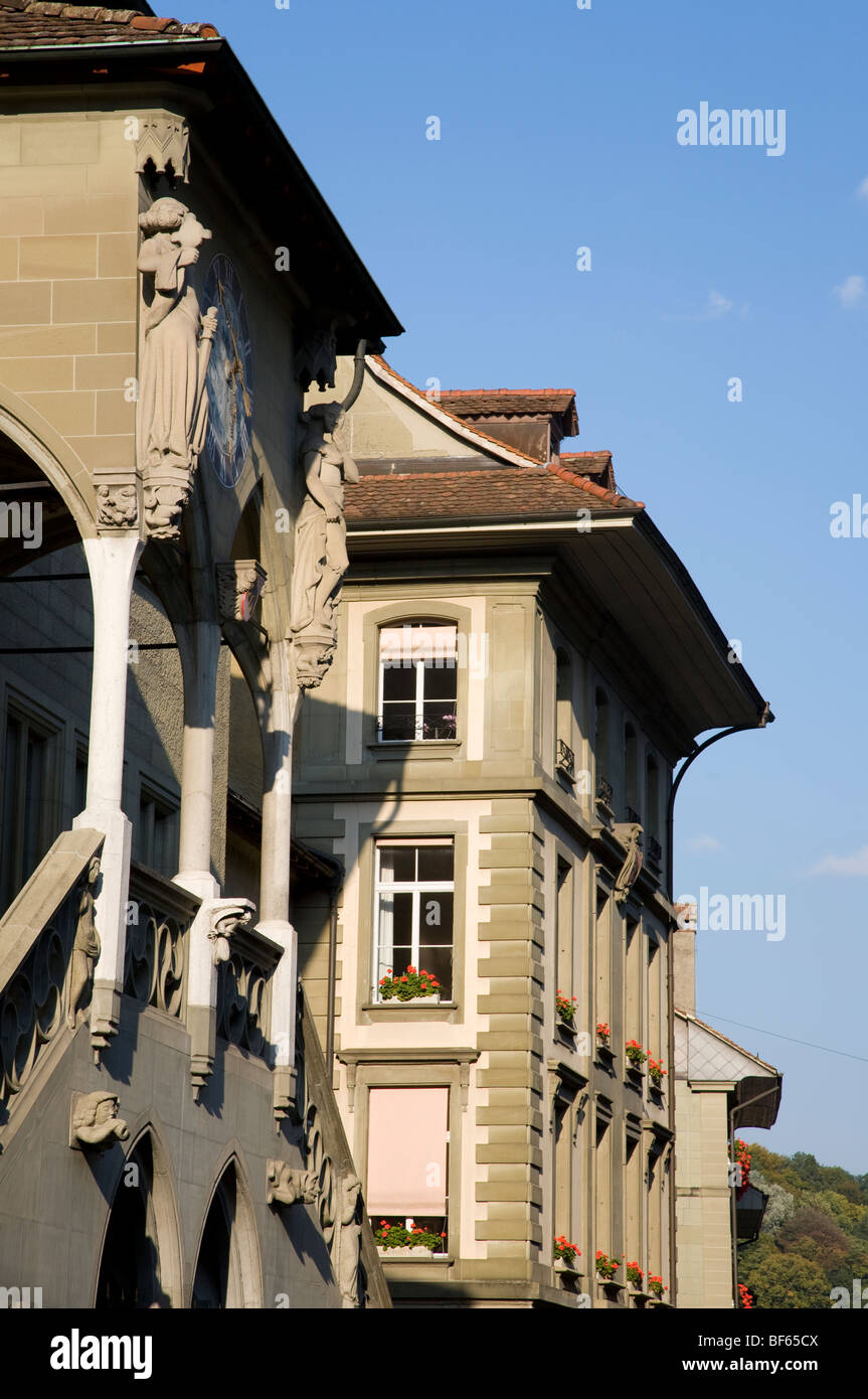 Detail City Hall, Decorated Staircase, Old Town, Bern, Berne, Switzerland Stock Photo