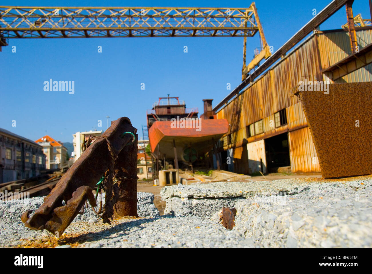 A Disused and abandoned ship yard in Savona Northern Italy Stock Photo