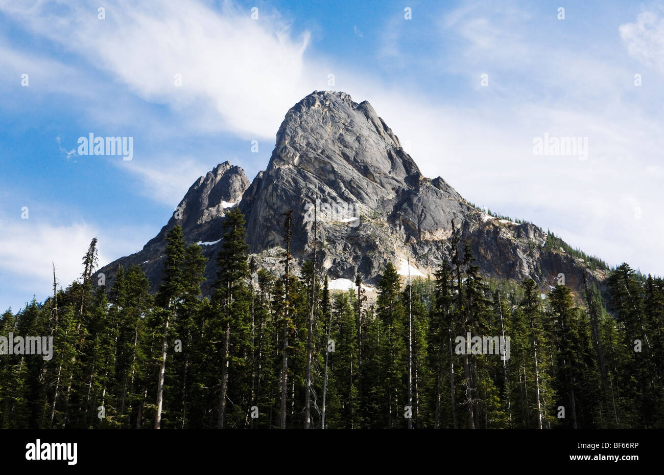 Looking up at the North Face of liberty bell Mountain in the North Cascades  near Washington Pass, Washington on Highway 20, USA Stock Photo - Alamy