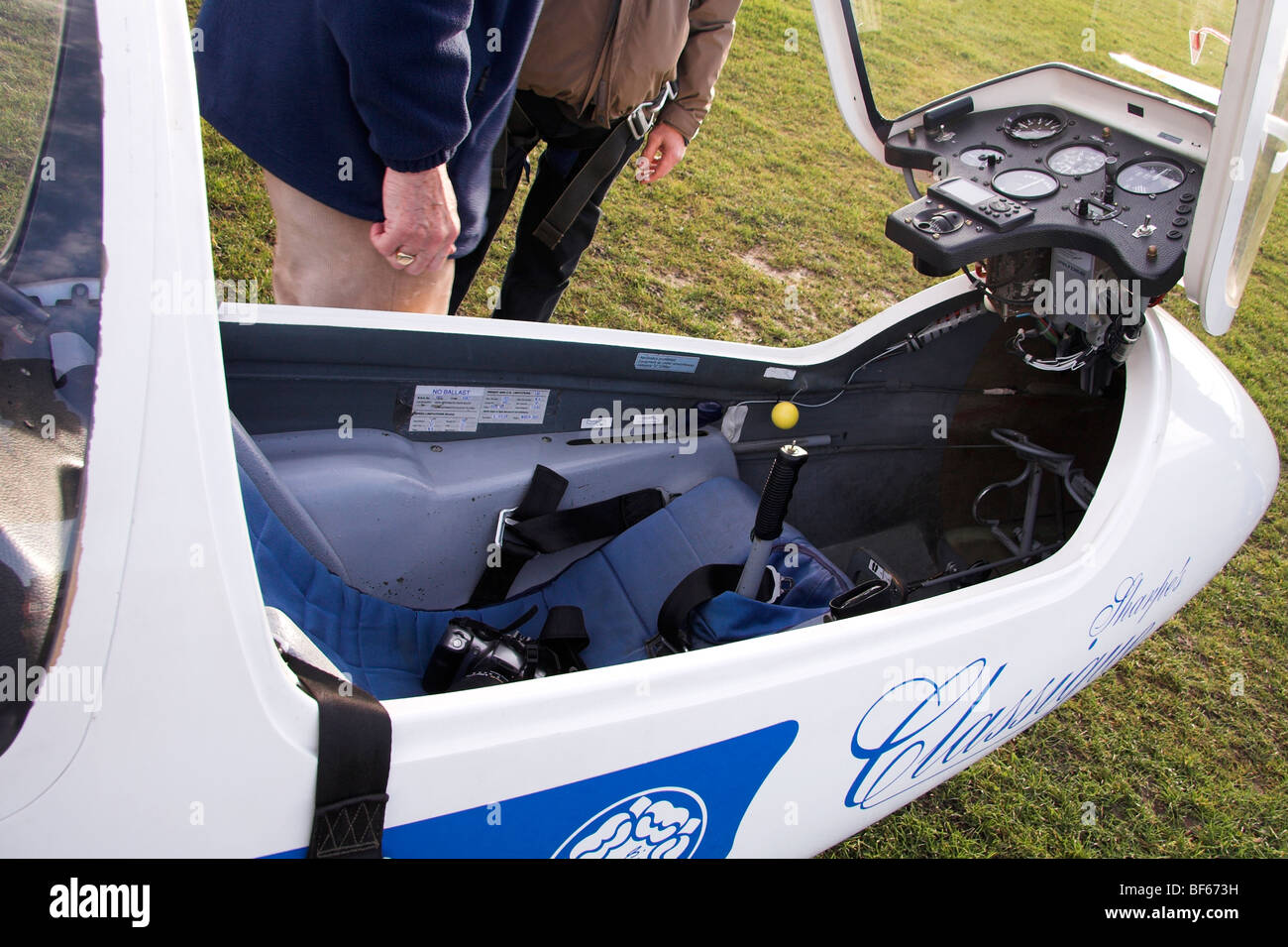Man having a gliding lesson, Yorkshire Gliding Club, Sutton Bank, North