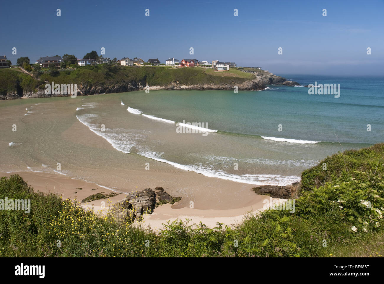 The city beach at Tapia de Casariego on the Asturias coastline of northern Spain. Stock Photo