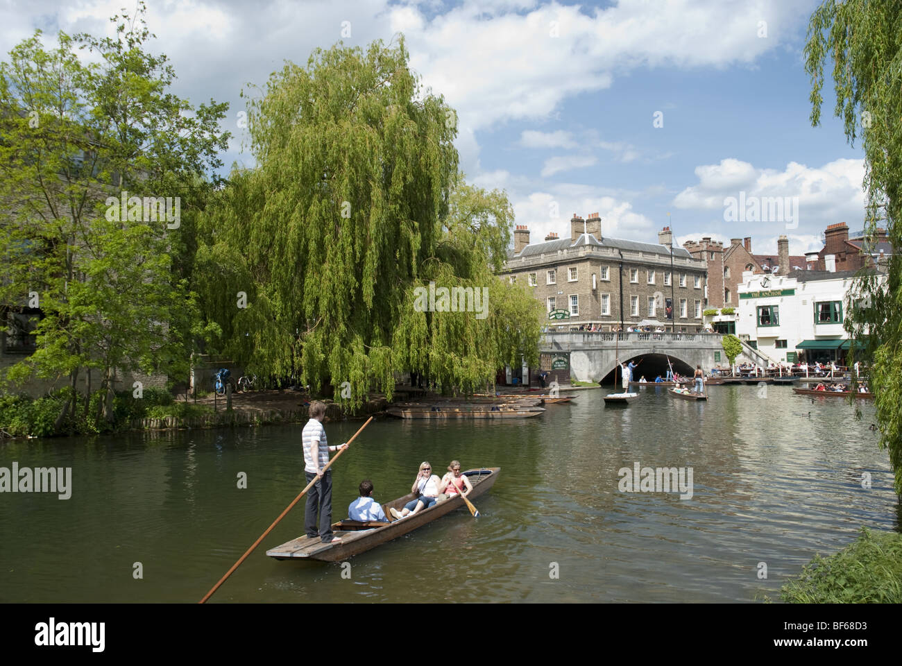 Punting on the Cam in Cambridge, UK. Stock Photo