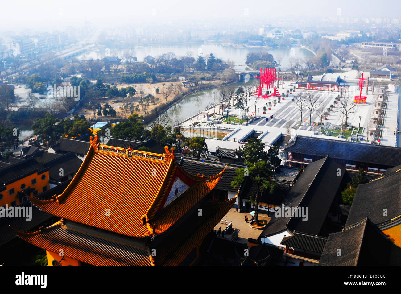 Aerial view of Jinshan Temple, Zhenjiang, Jiangsu Province, China Stock Photo