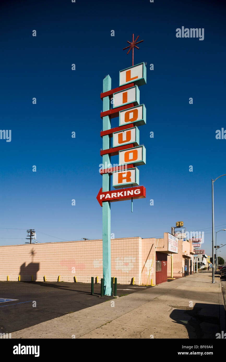 Retro liquor store sign, Western Ave, South Los Angeles County