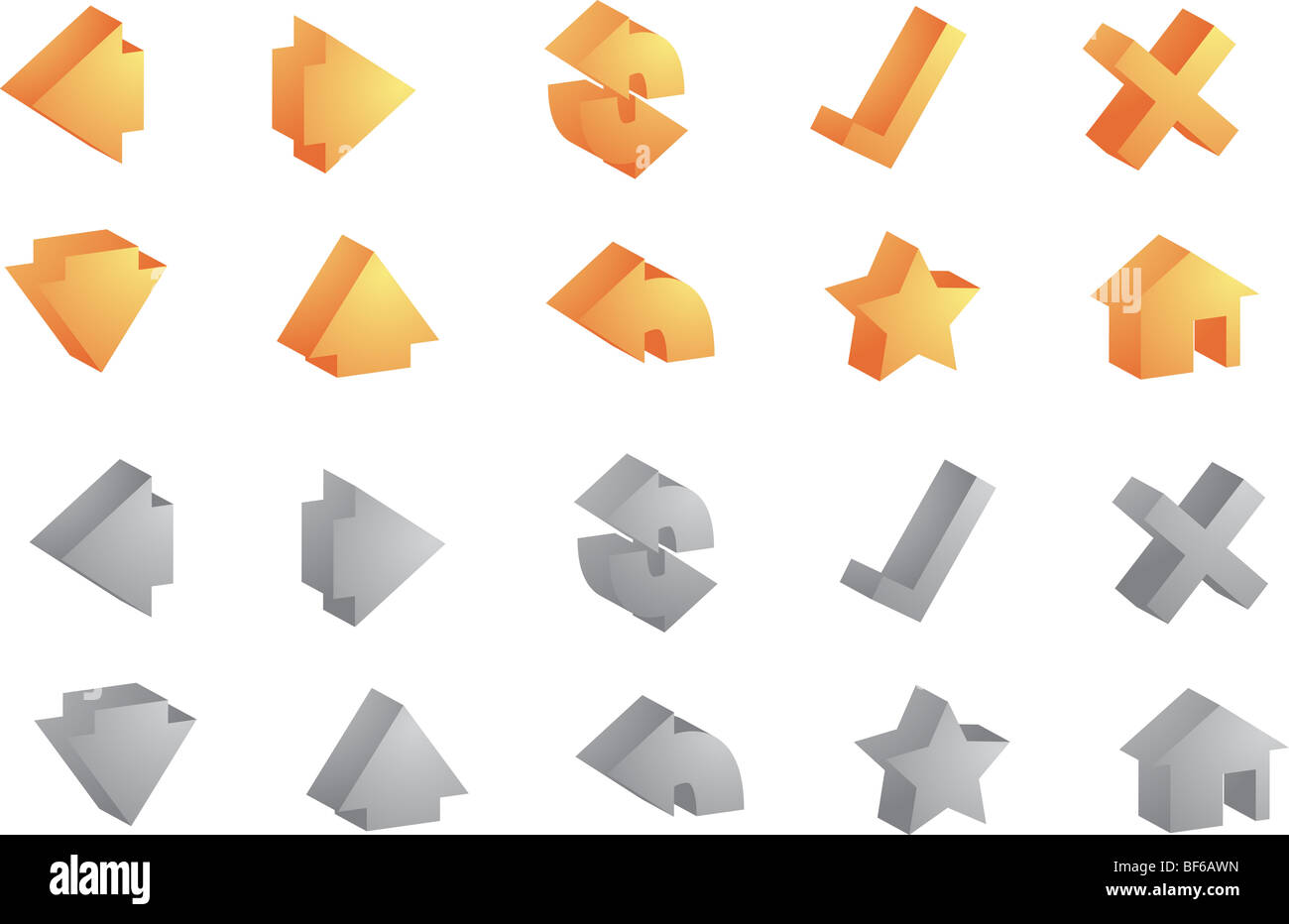 Navigation icon set of glossy buttons, enabled disabled Stock Photo - Alamy