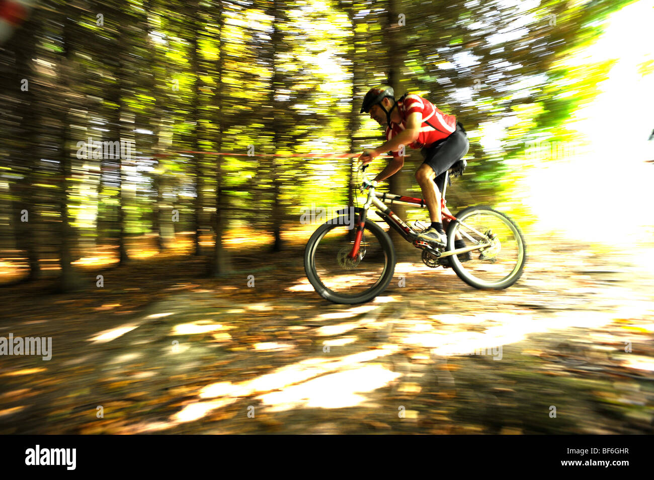 Mountain Bike Rider Blurred shot Stock Photo