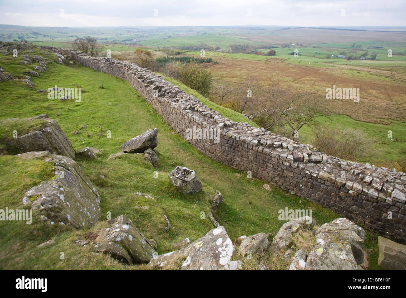 Hadrians wall northumberland england uk. The end of the roman empire