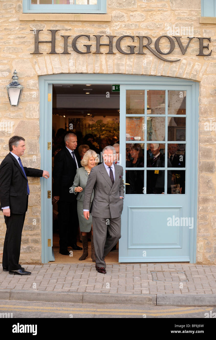 Opening of The Highgrove Shop in Tetbury (17 March 2008) HRH Prince Charles and The Duchess of Cornwall leave the shop Stock Photo