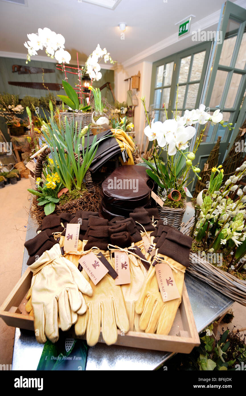 Gardening gloves on display at the opening of The Highgrove Shop in Tetbury March 2008 Stock Photo