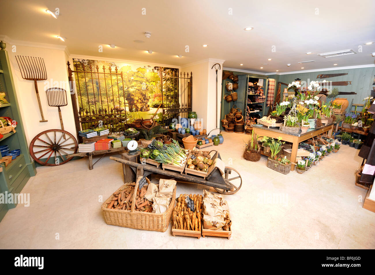 Display of vegetables at the opening of The Highgrove Shop in Tetbury March 2008 Stock Photo