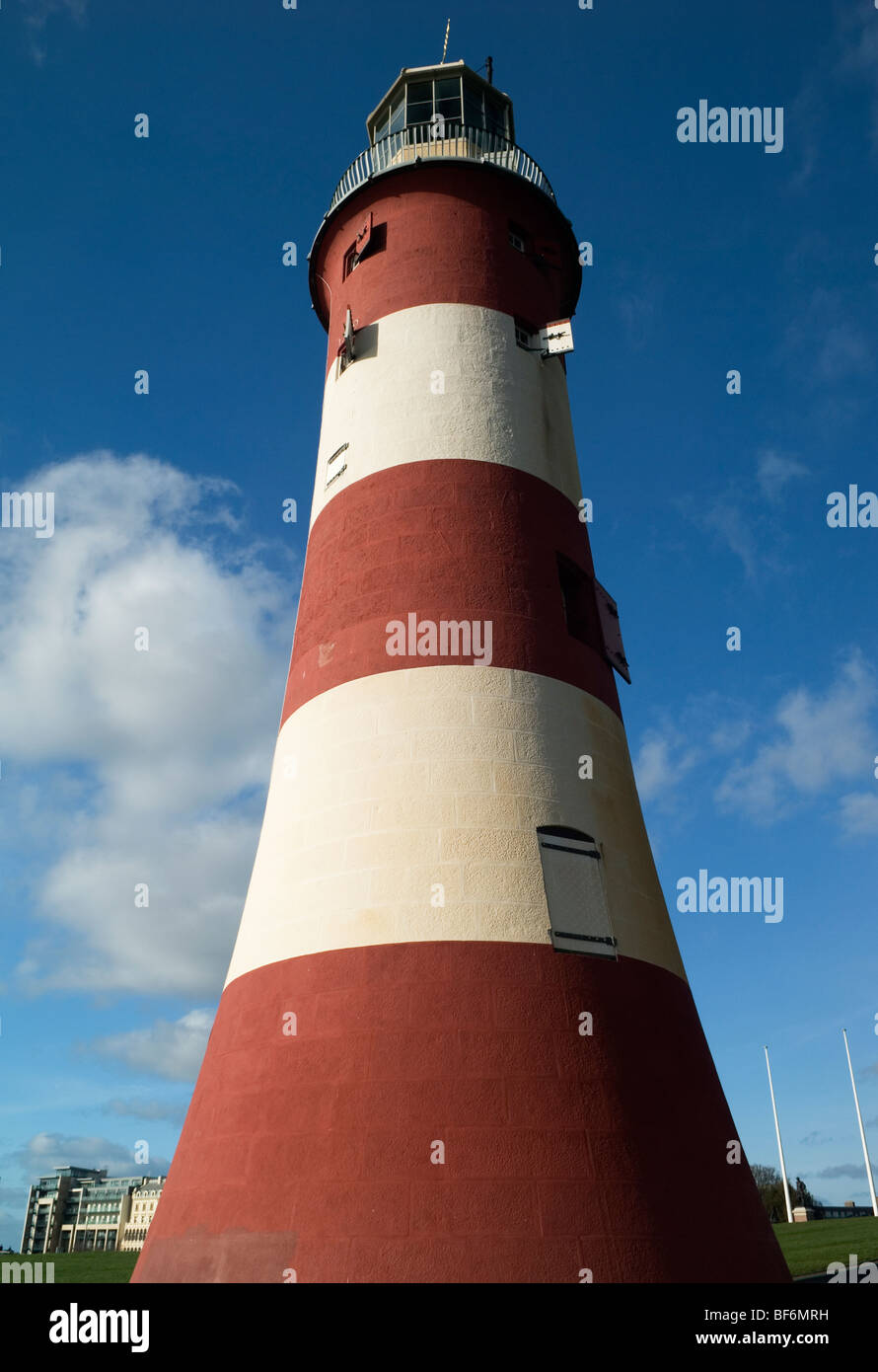 Smeaton's Tower, former lighthouse rebuilt on Plymouth Hoe, Devon UK Stock Photo