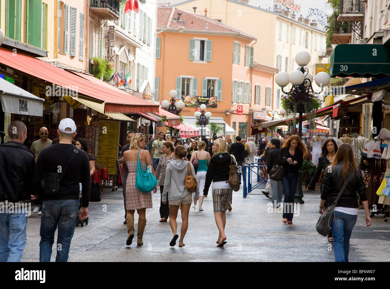 Rue Massena, Pedestrian Area, Shops, Nice, Cote D Azur, Provence, France Stock Photo