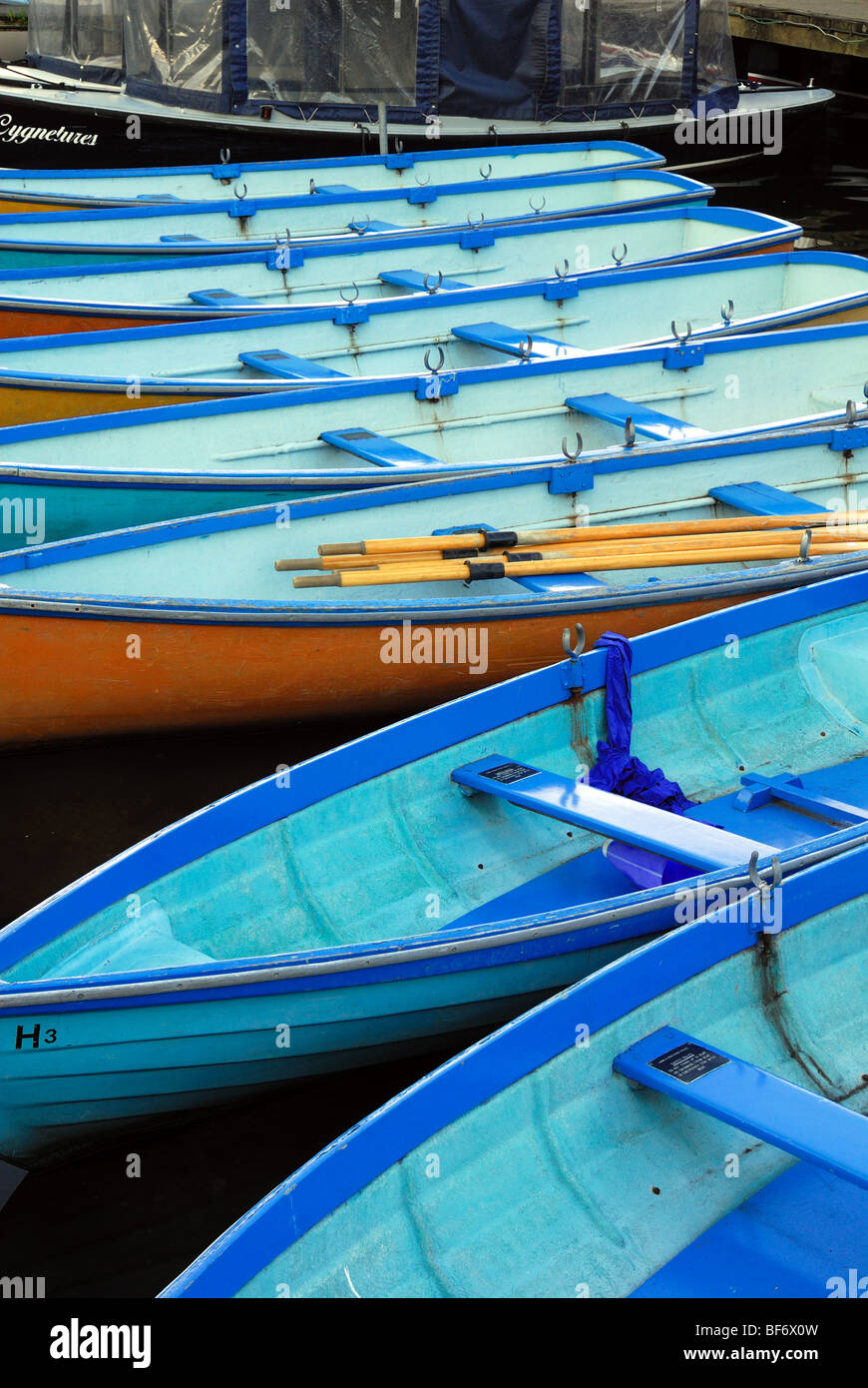 Blue rowing boats Stock Photo