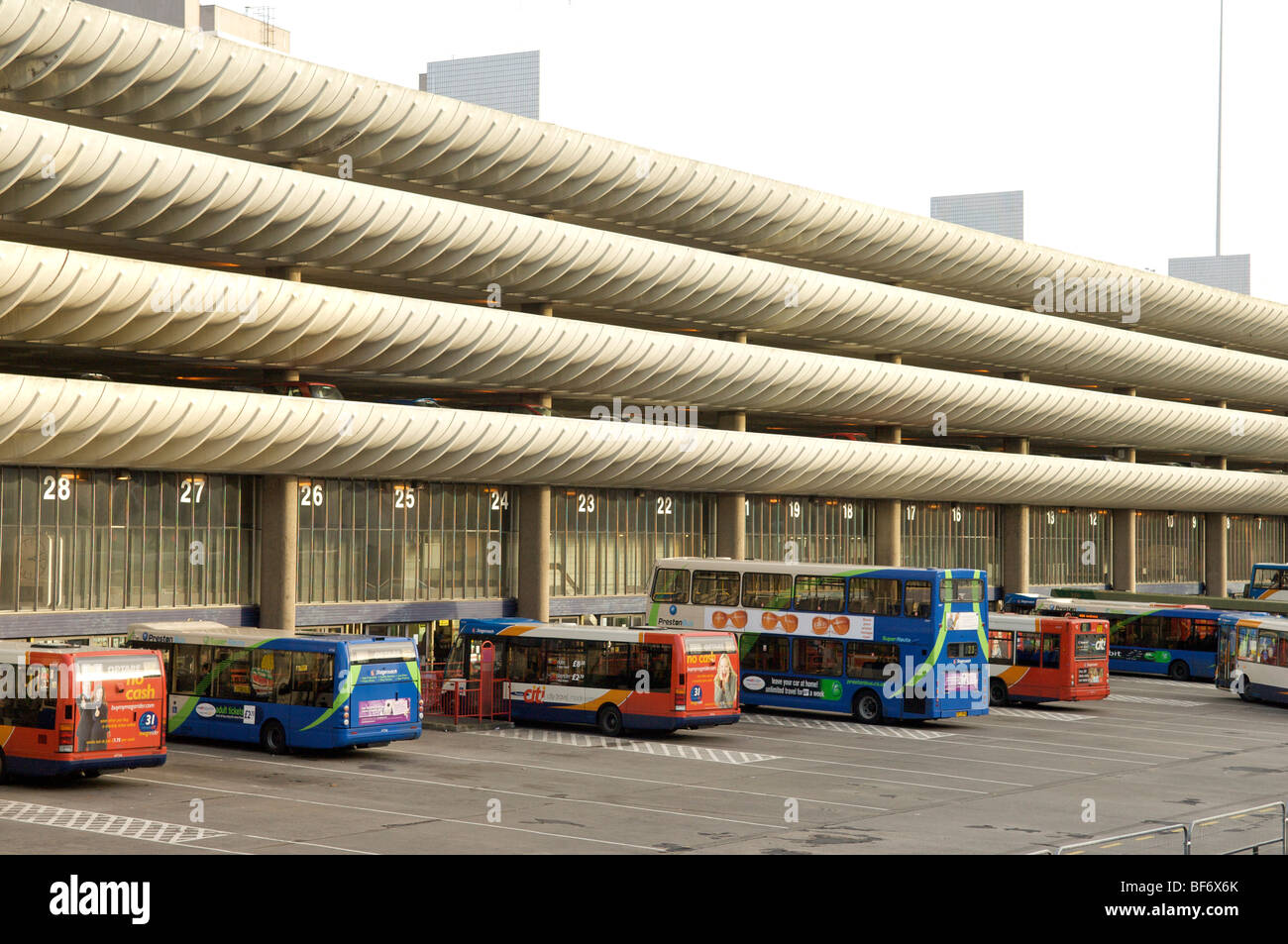 Preston bus station constructed in 1969 and saved from demolition Stock Photo
