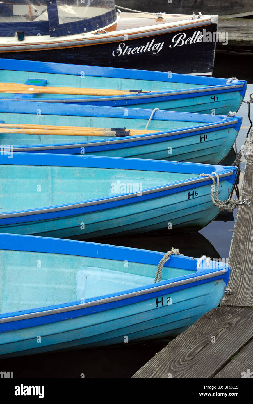 Blue rowing boats Stock Photo