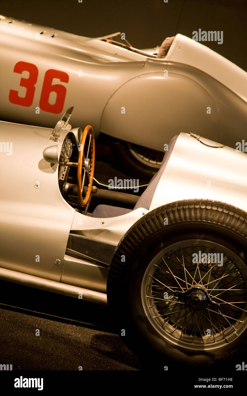 Famous racing cars called Silberpfeile at MercedesBenzMuseum in