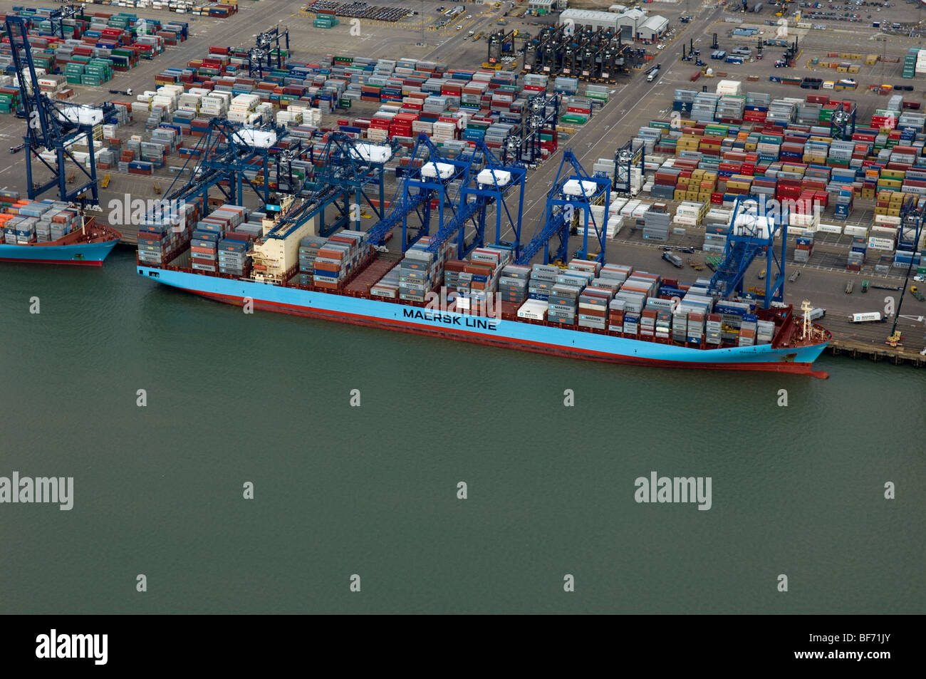 The Maersk Taikung in the Port of Felixstowe UK Stock Photo