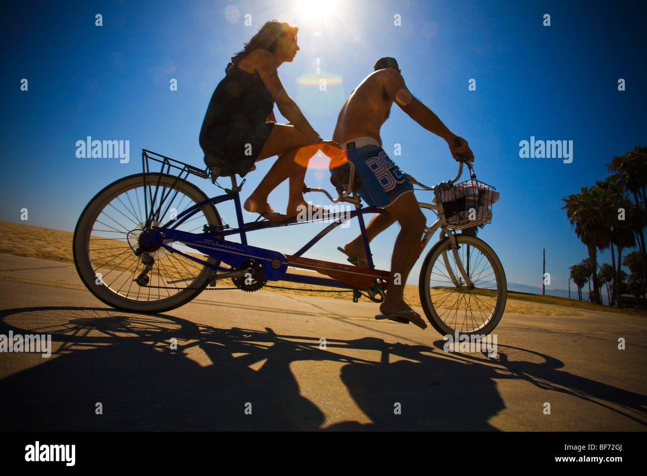 Tandem Bicycle riding, Venice Beach, Los Angeles County, California