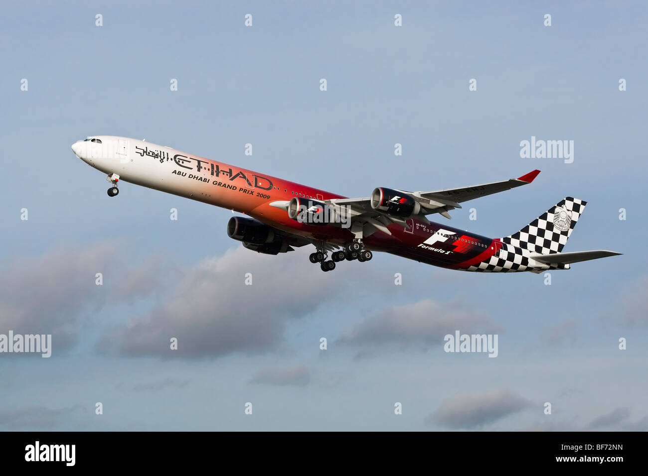 An Airbus A340 of Etihad the airline of Abu Dhabi in special colour ...