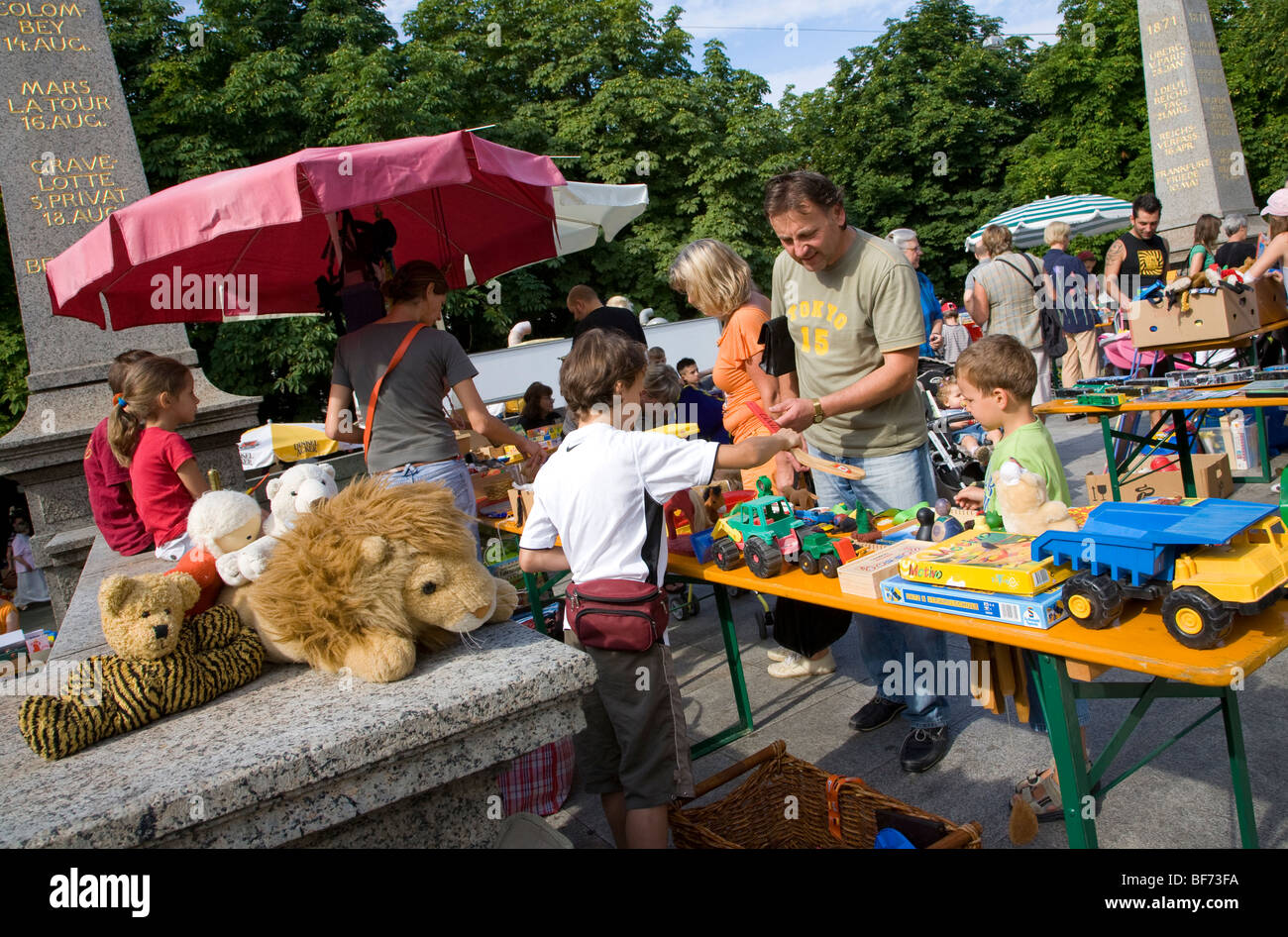 Flea market for children at Karlsplatz place in Stuttgart, Baden Wurttemberg, Germany Stock