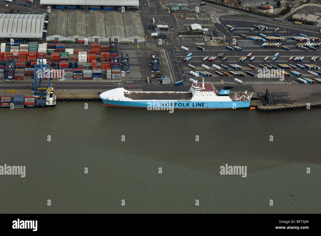 Maersk Voyager in the Port of Felixstowe UK Stock Photo