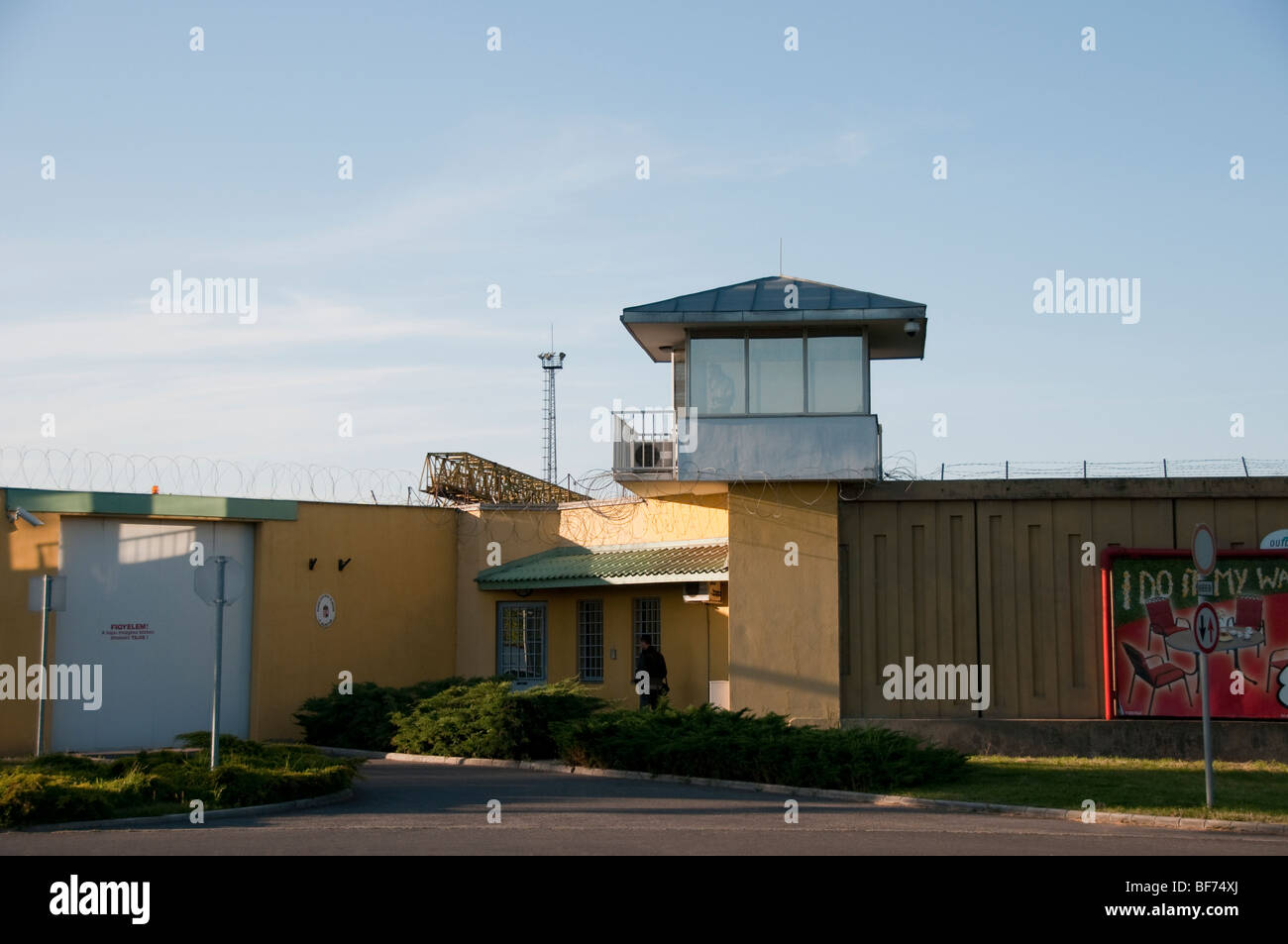 Prison guard and tower on outskirts of Szeged Hungary Stock Photo