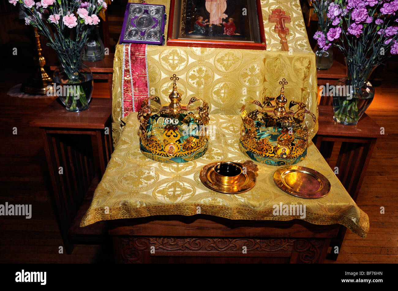 Betrothal accessories,wedding ceremony,Saint Andrew's Russian Orthodox