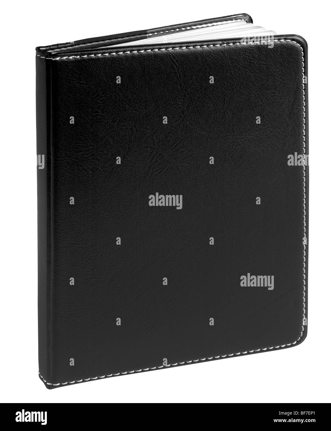 Black leather book journal ledger sketch draw Stock Photo