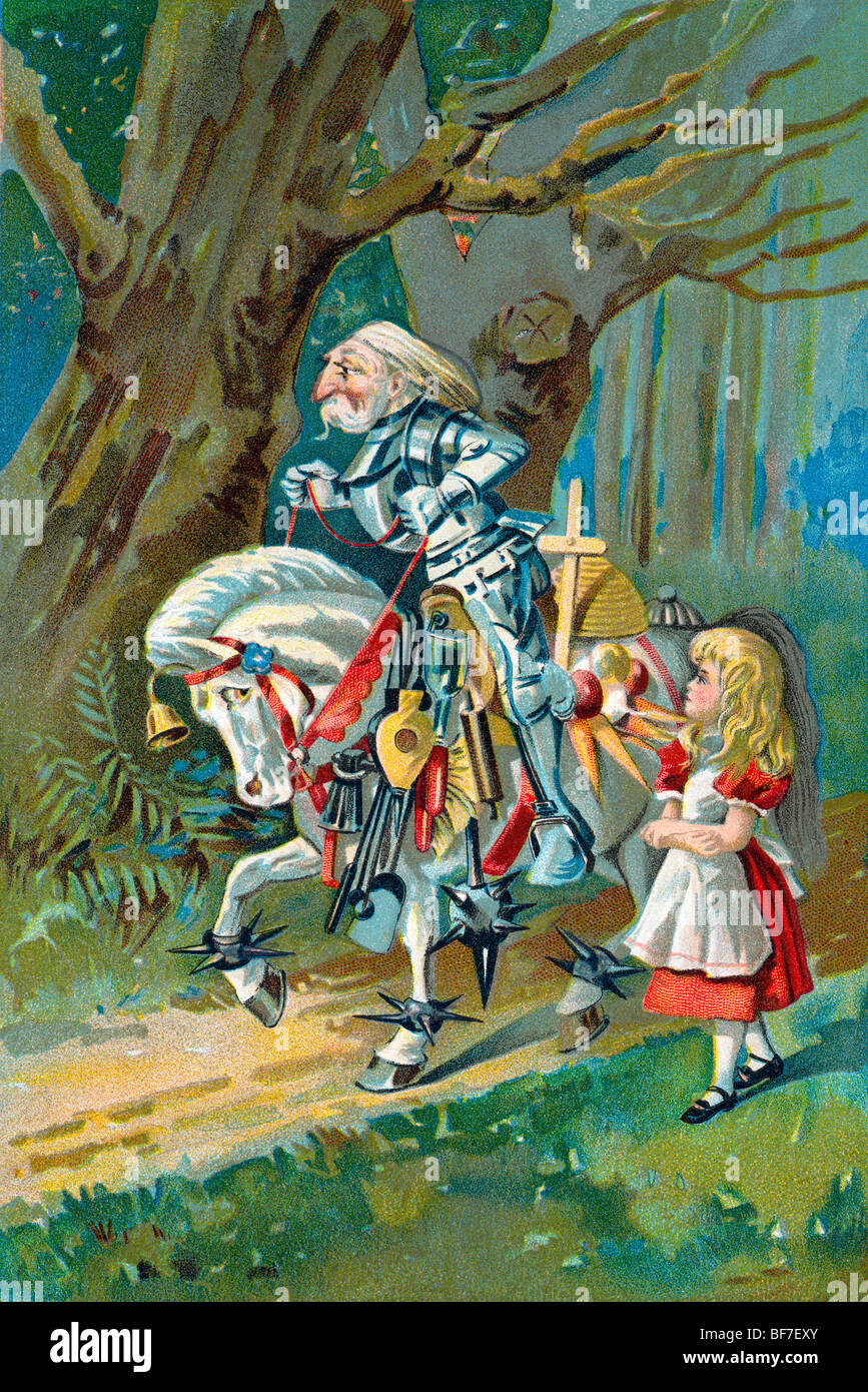 Turn of the century chromolithograph of Alice in Wonderland Stock Photo