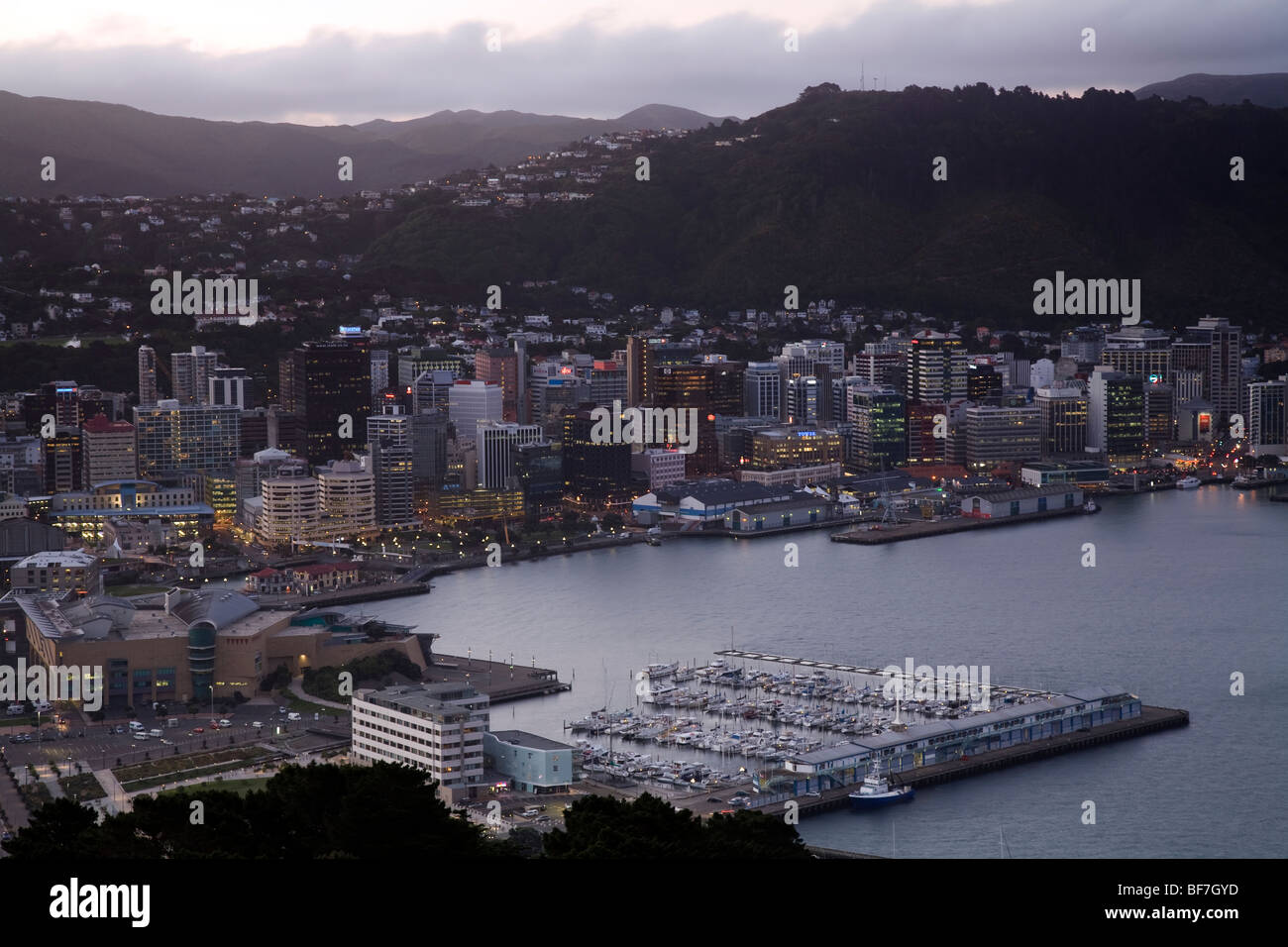 View over the city of  Wellington from Mt Victoria, New Zealand Stock Photo