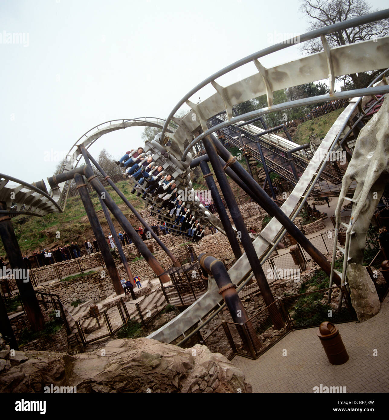 UK, England, Staffordshire, Alton Towers, vistors on fastmoving