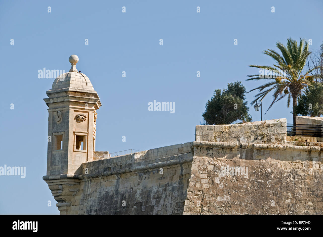 Senglea Point Tower Watch Eye Ear Malta three cities opposite Fortified City Valletta Stock Photo