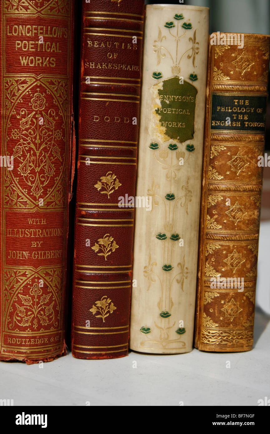 Very old vintage leather binded books Stock Photo - Alamy