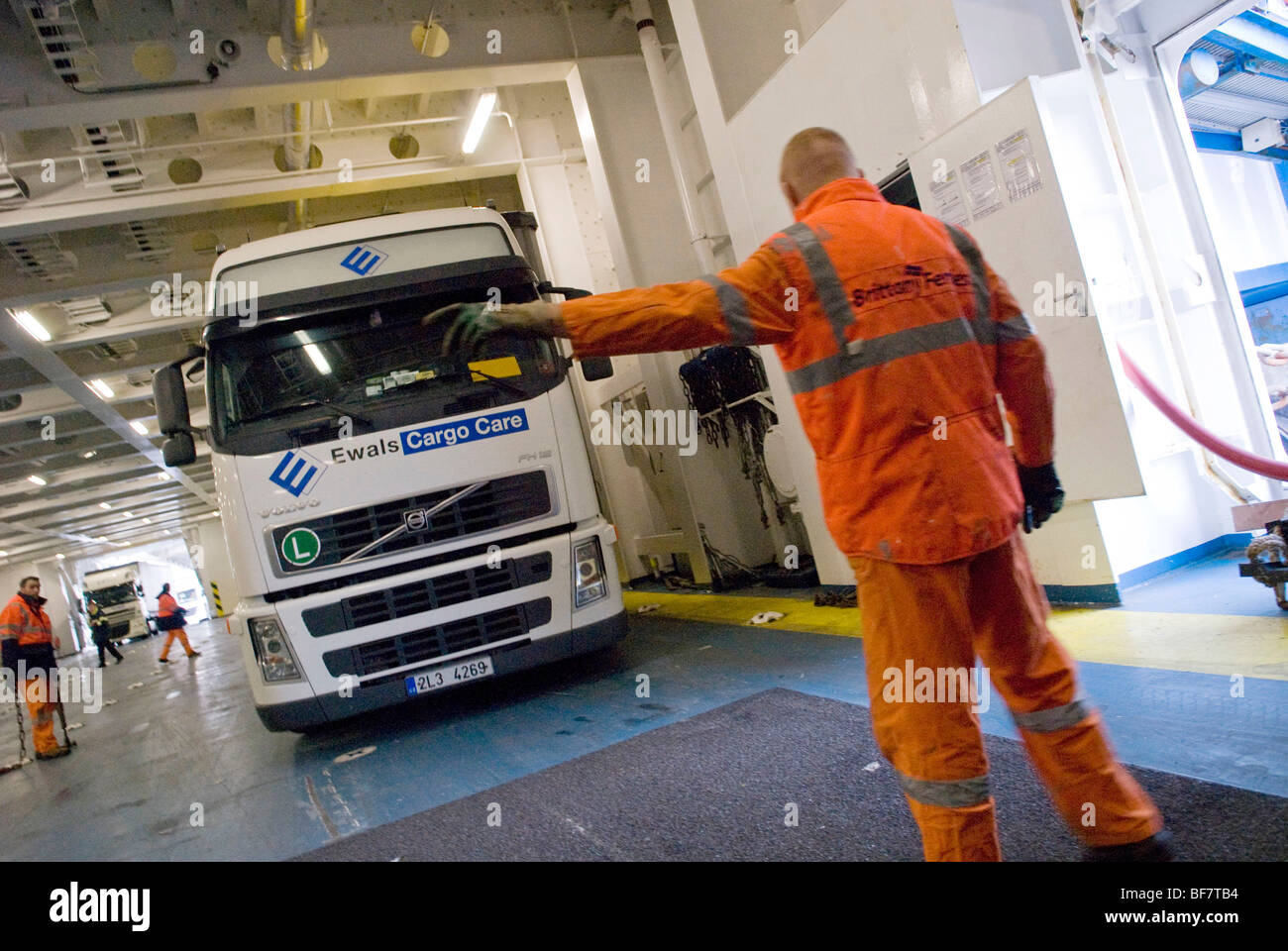 Freight on board the 'Mv Cotentin' of the Brittany Ferries company Stock Photo